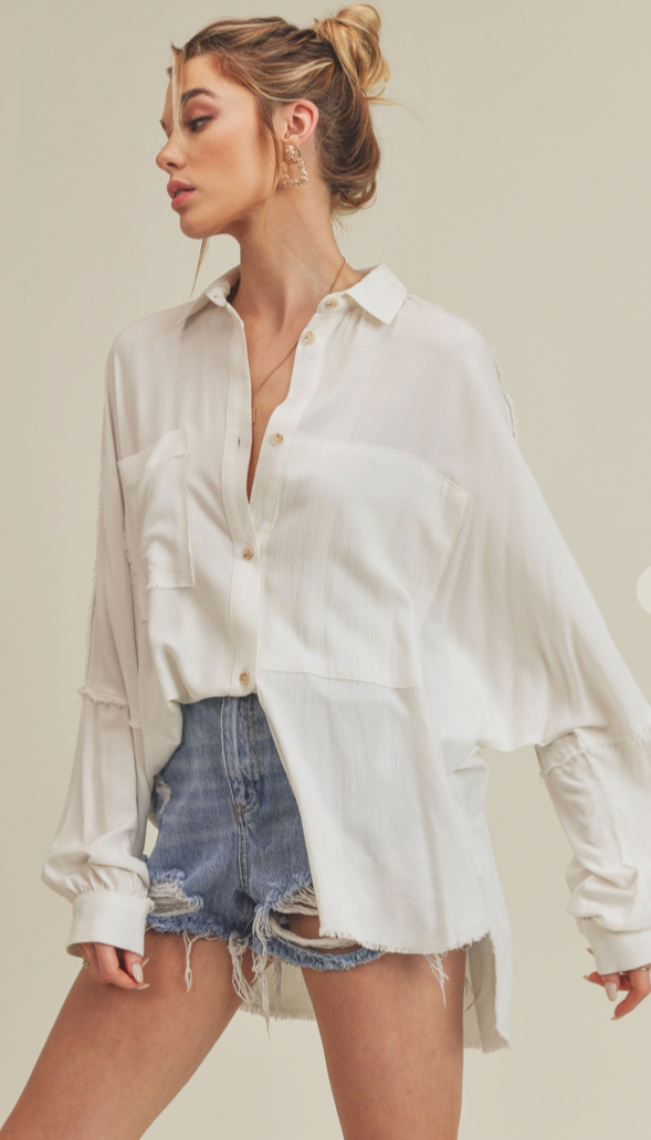 Essential Button Down Top VOLAMOS BOUTIQUE